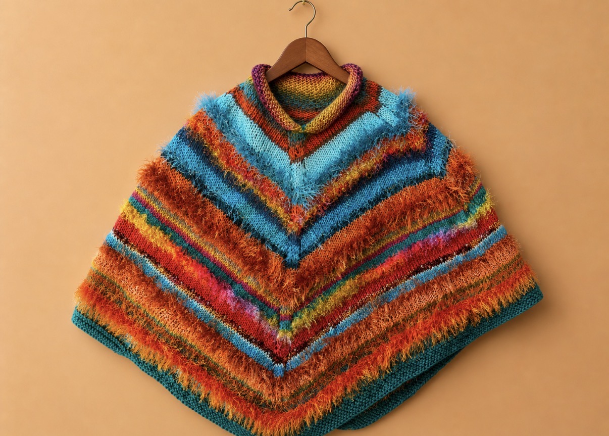 Colorful Knit Poncho