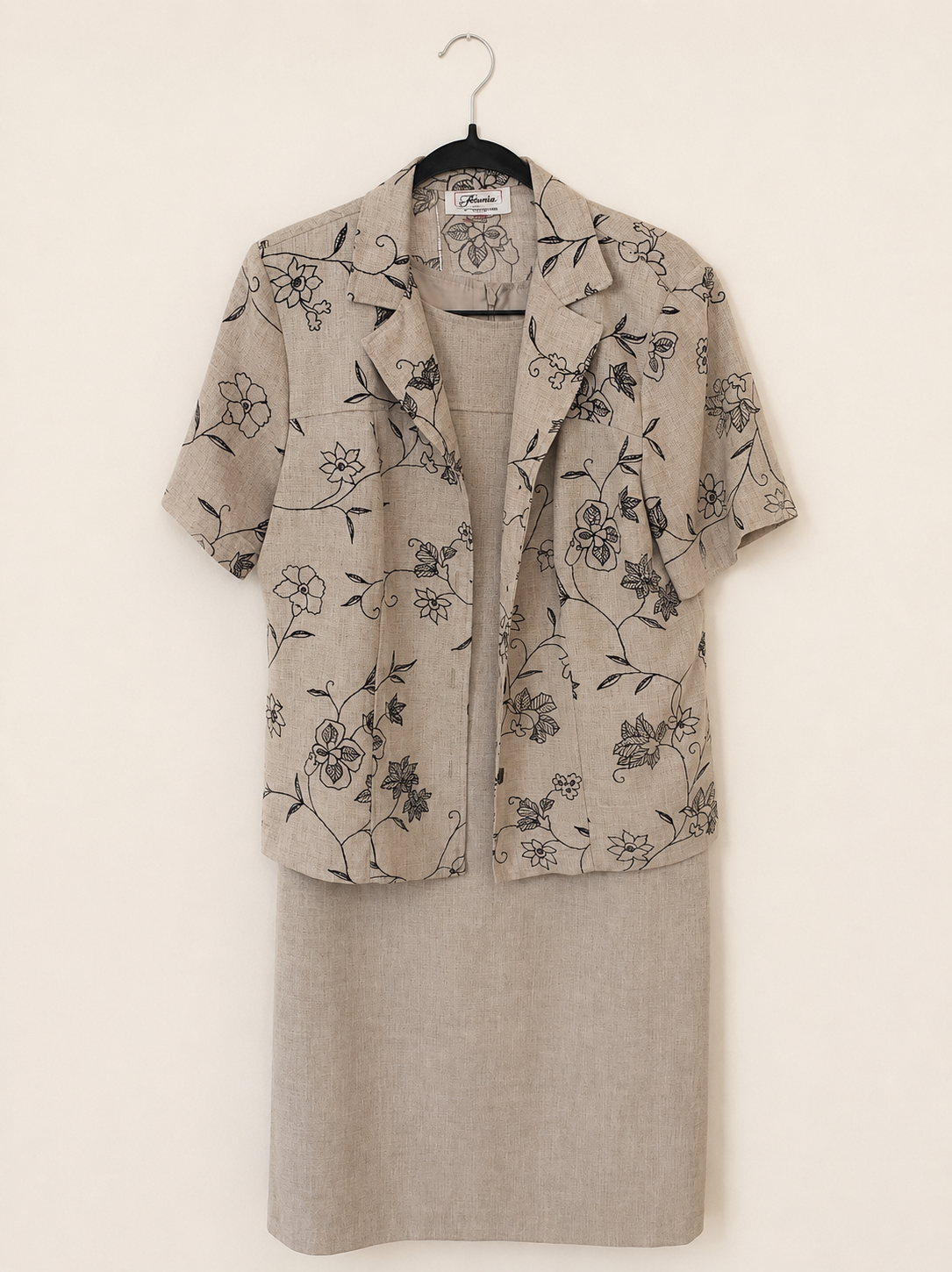 Vintage Floral Linen Skirt Suit