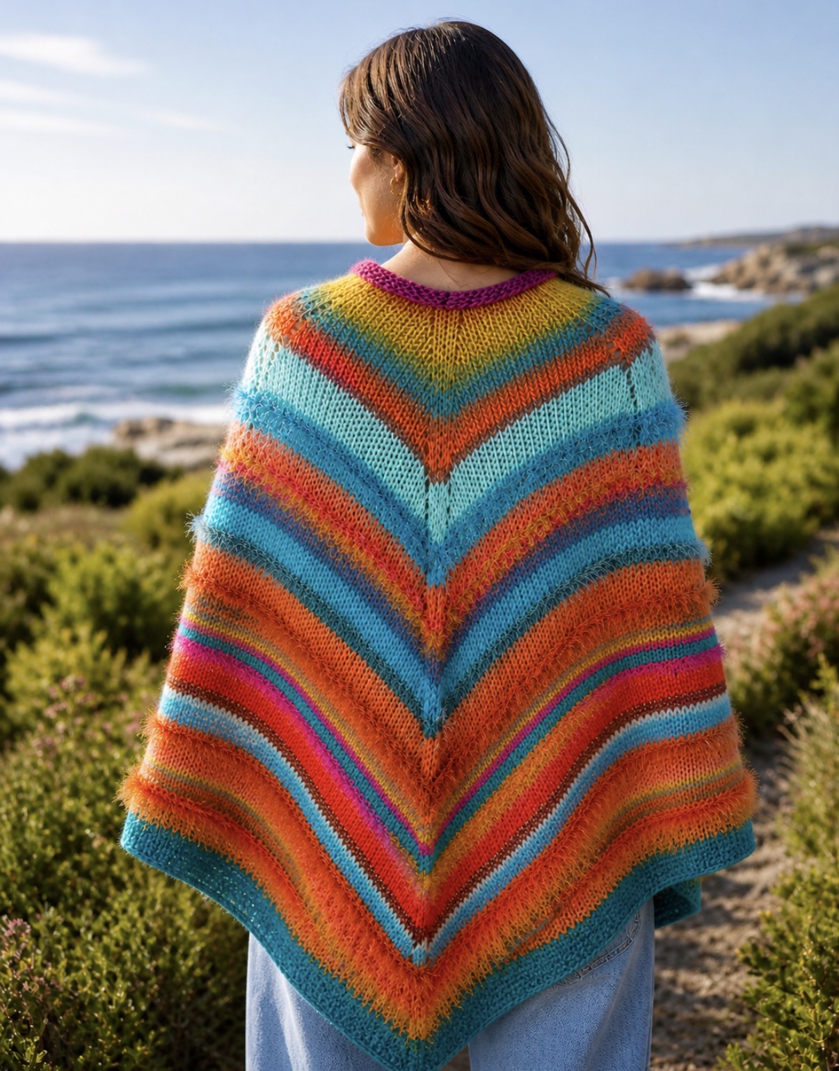 Colorful Knit Poncho