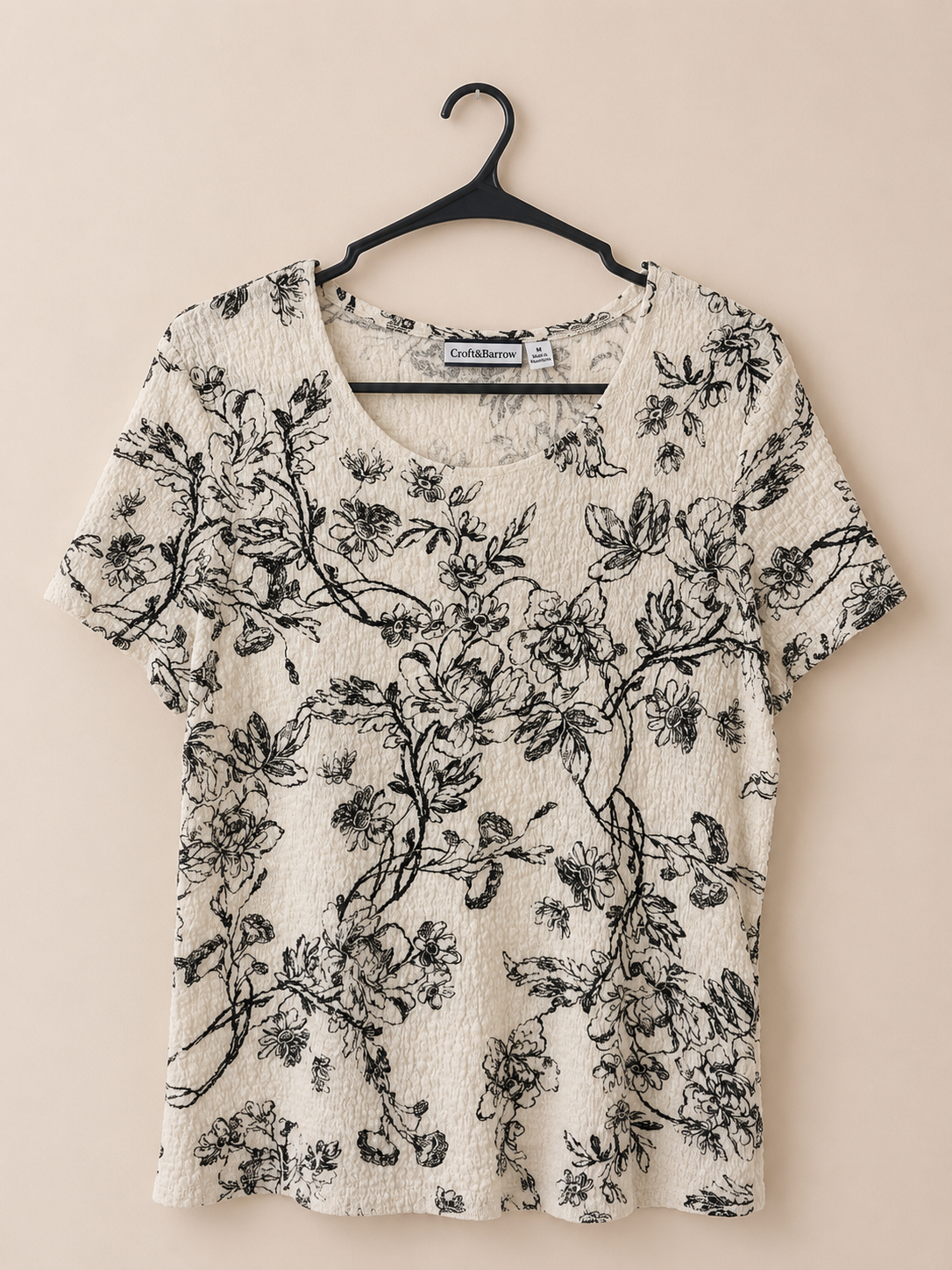 Floral Print Textured T-Shirt