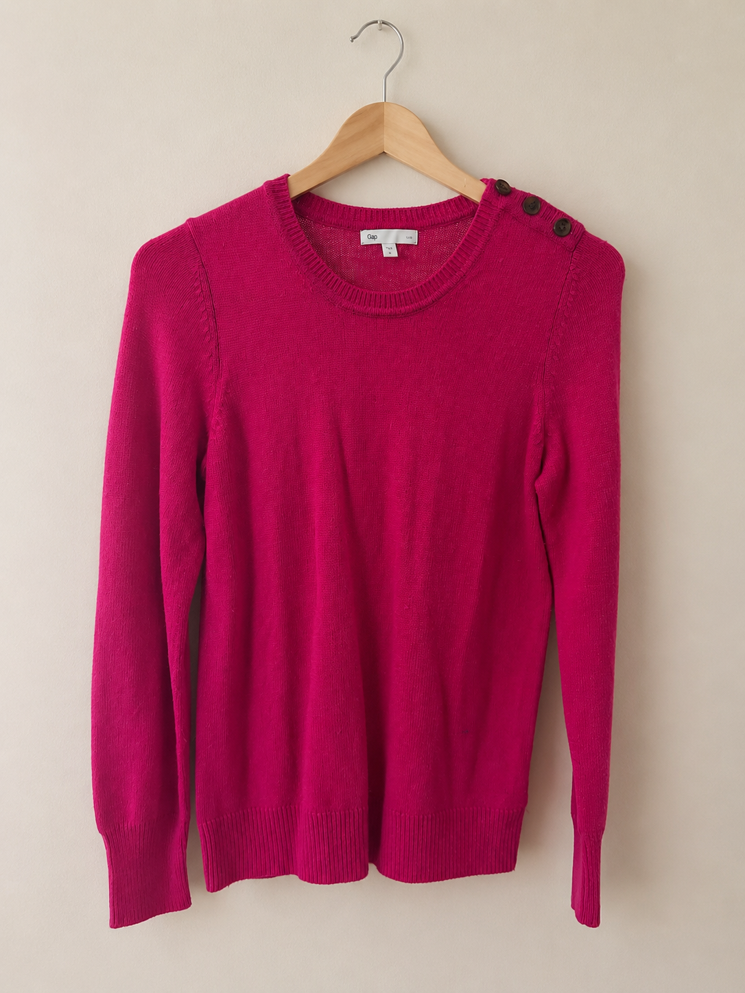 Gap Fuchsia Buttoned Shoulder Sweater