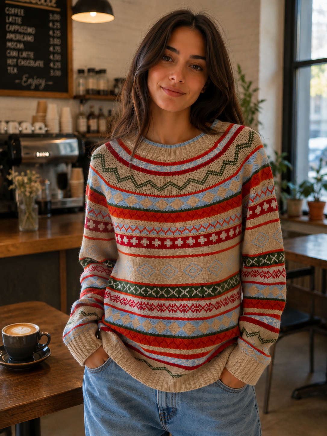 Patterned Knit Sweater