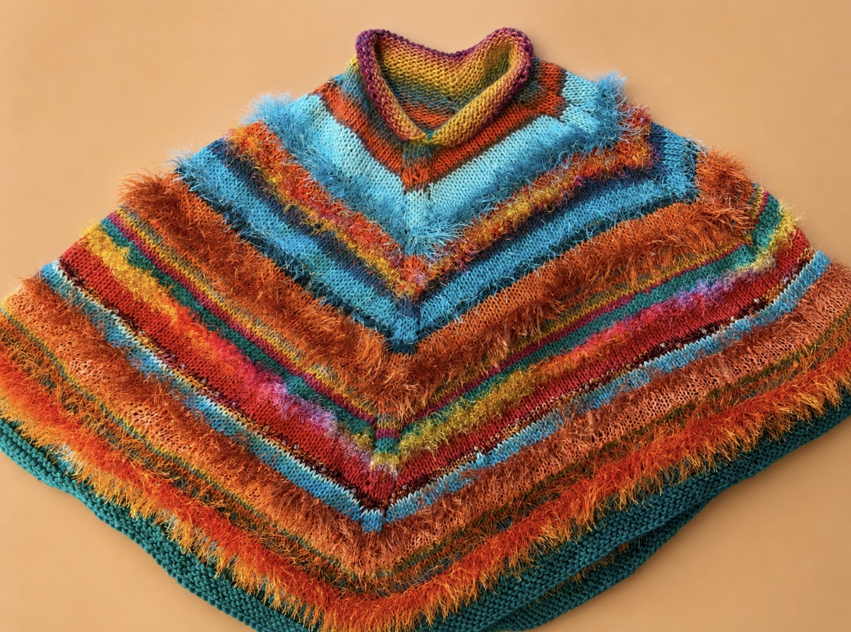 Colorful Knit Poncho
