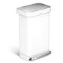 45L Rectangular Step Can With Liner Pocket, White Steel
