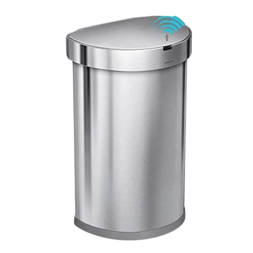 45L Semi-Round Sensor Can, Brushed Stainless Steel