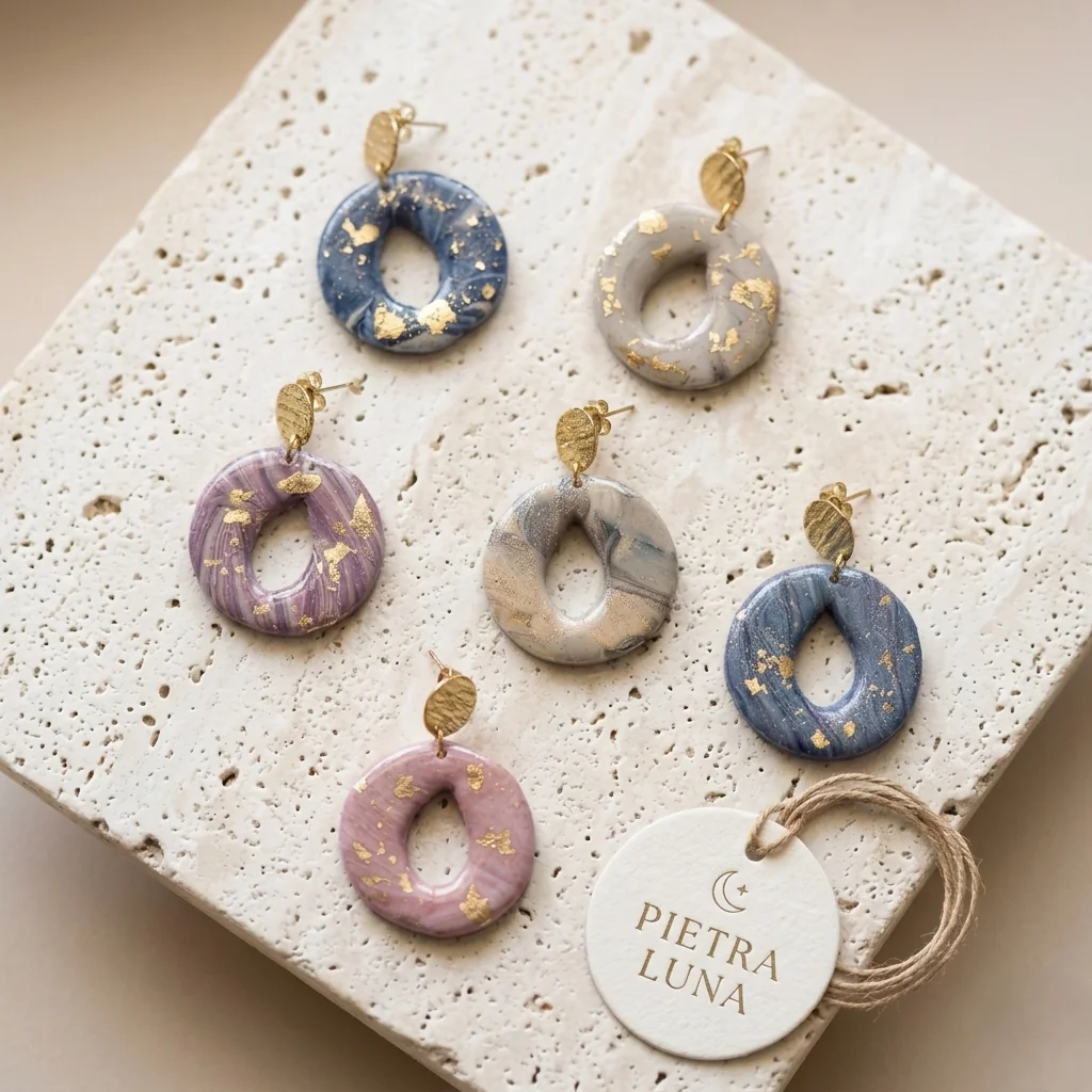 PIETRA LUNA - Boucles d'oreilles en pâte polymère