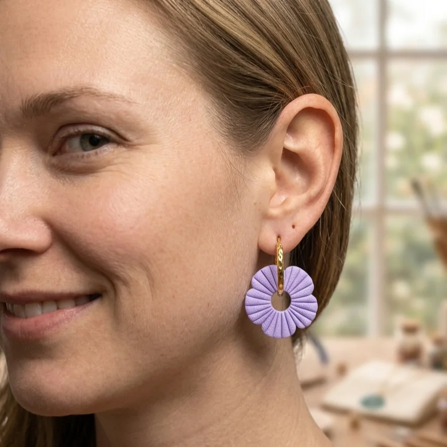 LAVANDA - Boucles d'oreilles en pâte polymère 