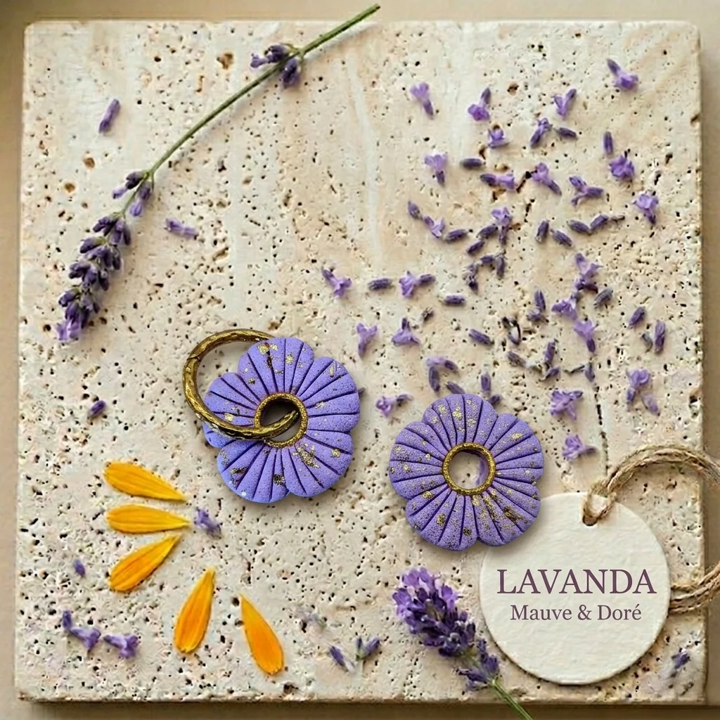 LAVANDA - Boucles d'oreilles en pâte polymère 