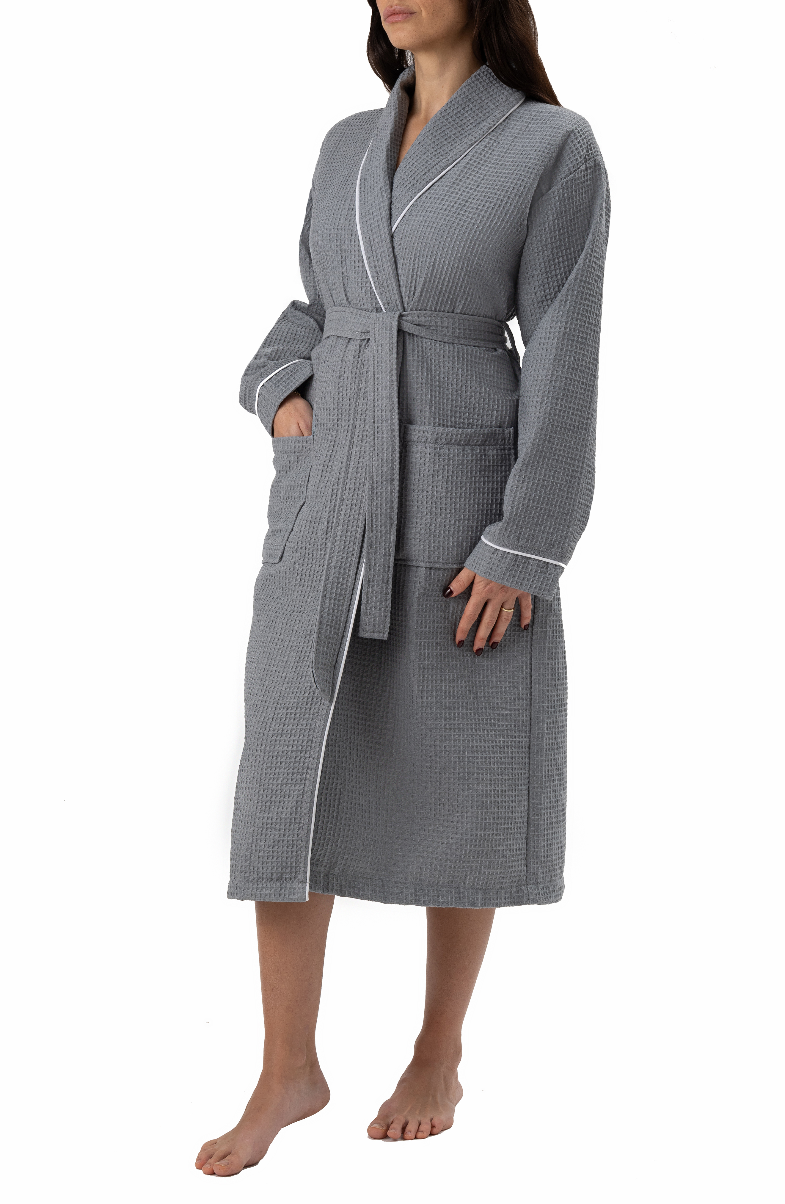 Piped Waffle Weave Bathrobe - Turkish Towels