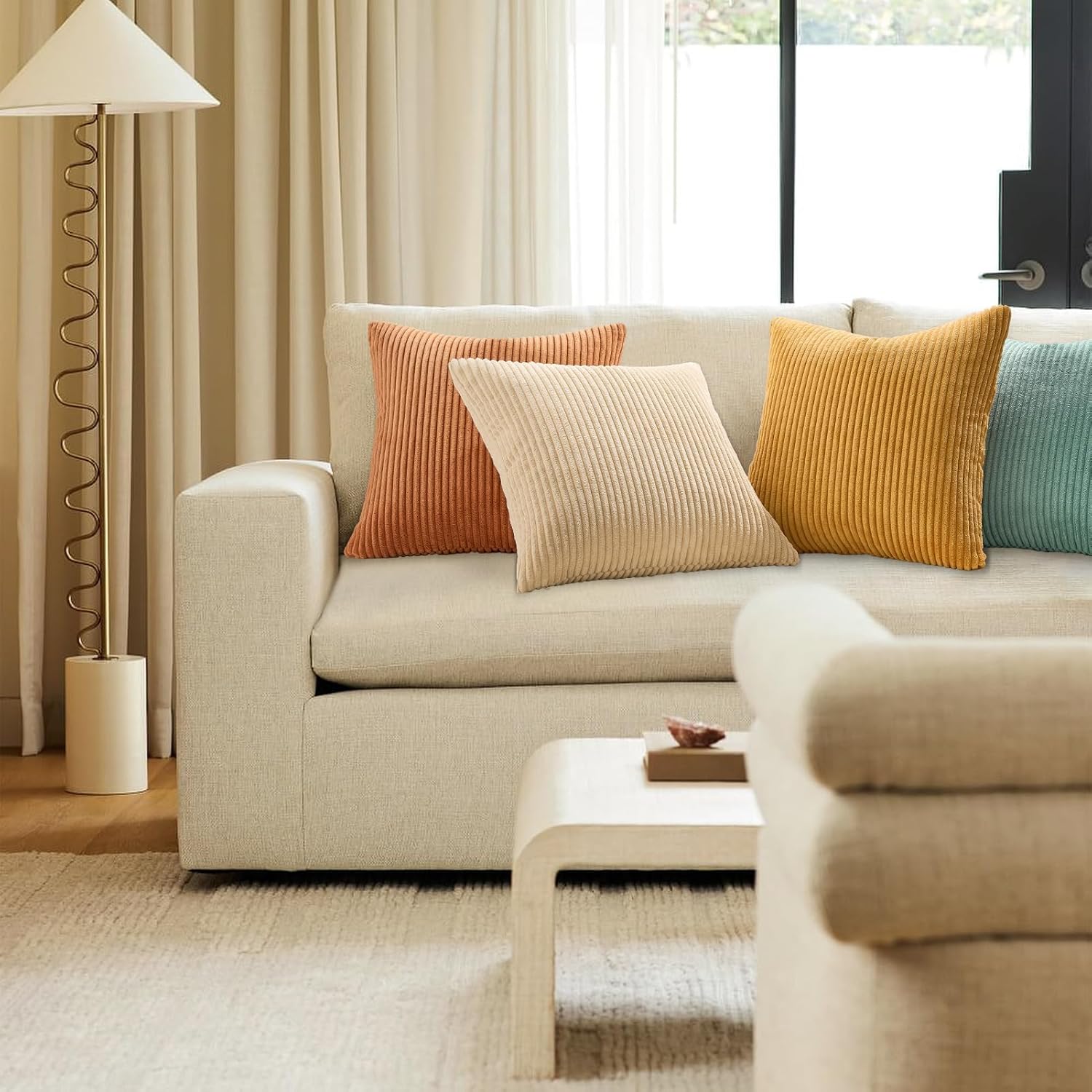 Corduroy Throw Pillow Set