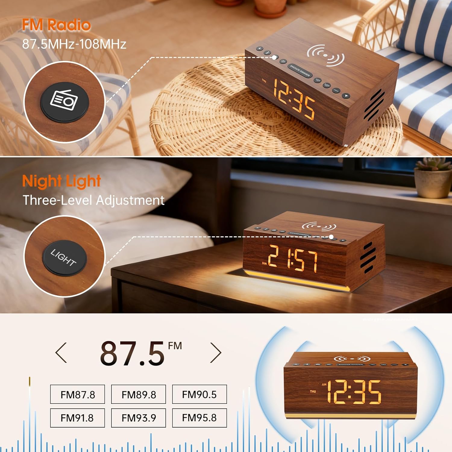 Wooden Digital Alarm Clock