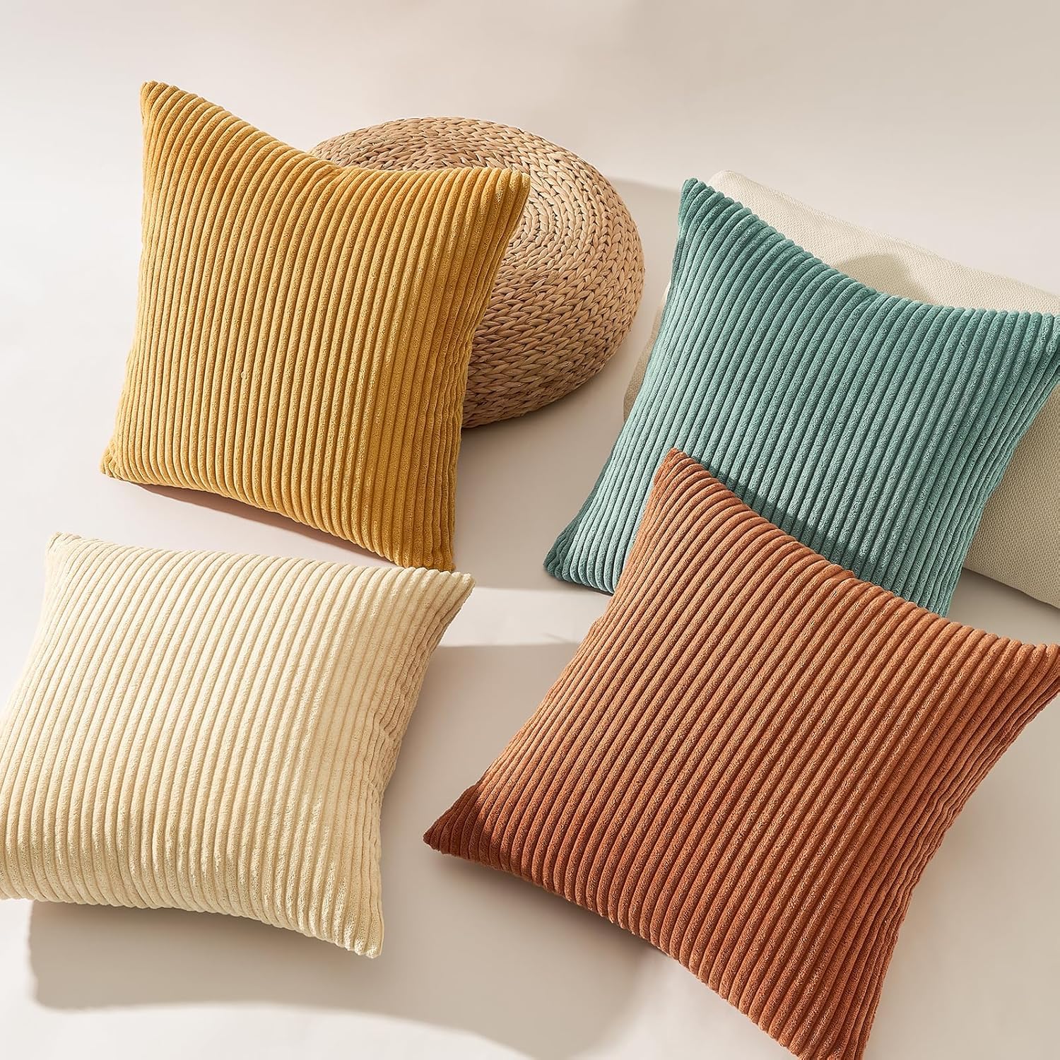 Corduroy Throw Pillow Set