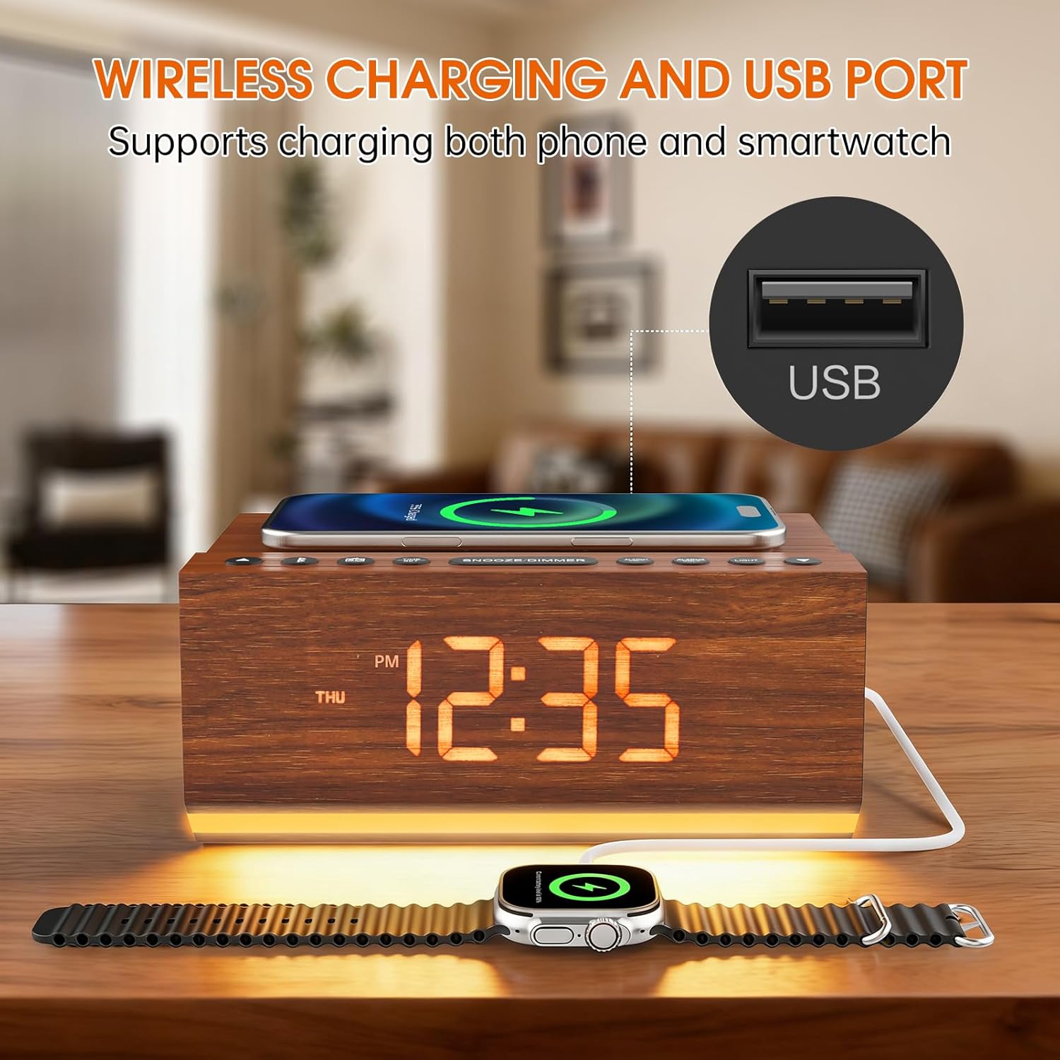 Wooden Digital Alarm Clock