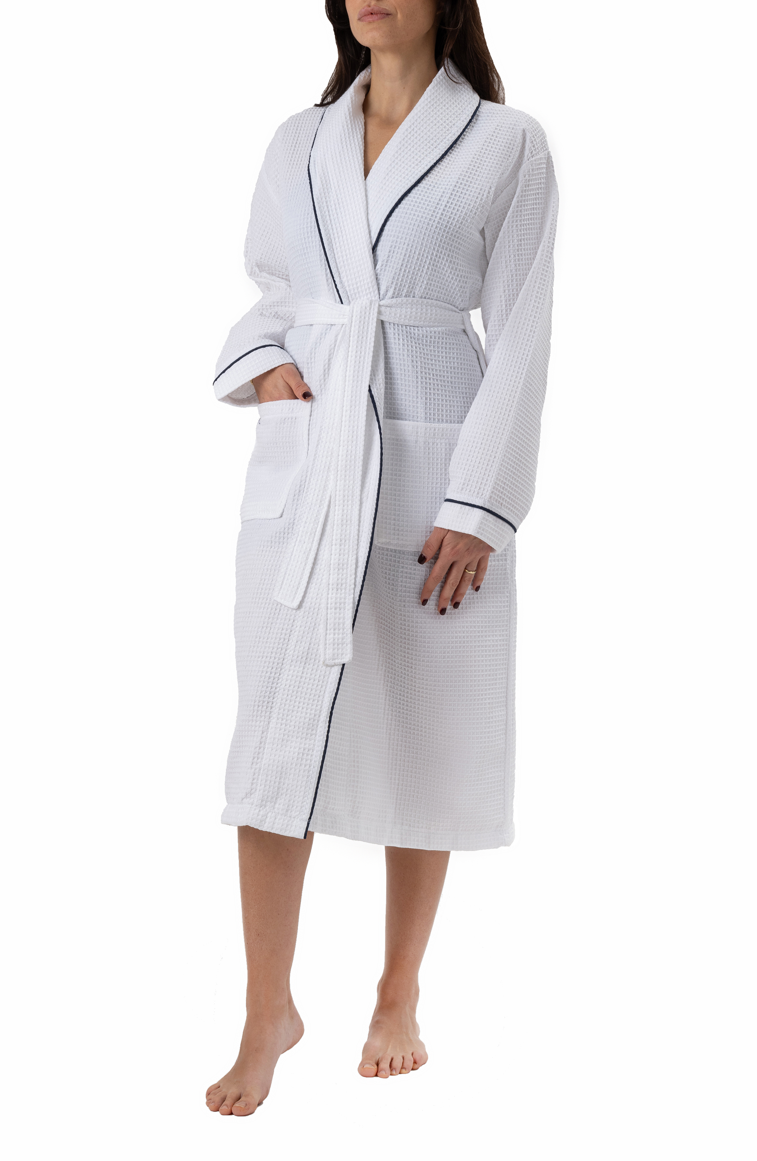 Piped Waffle Weave Bathrobe - Turkish Towels