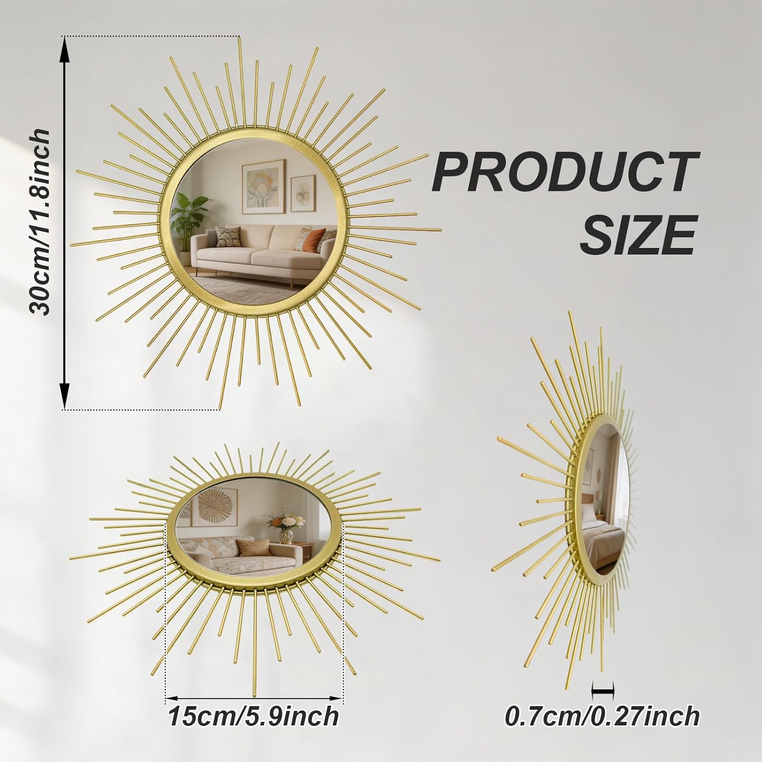 Sunburst Wall Mirror Set