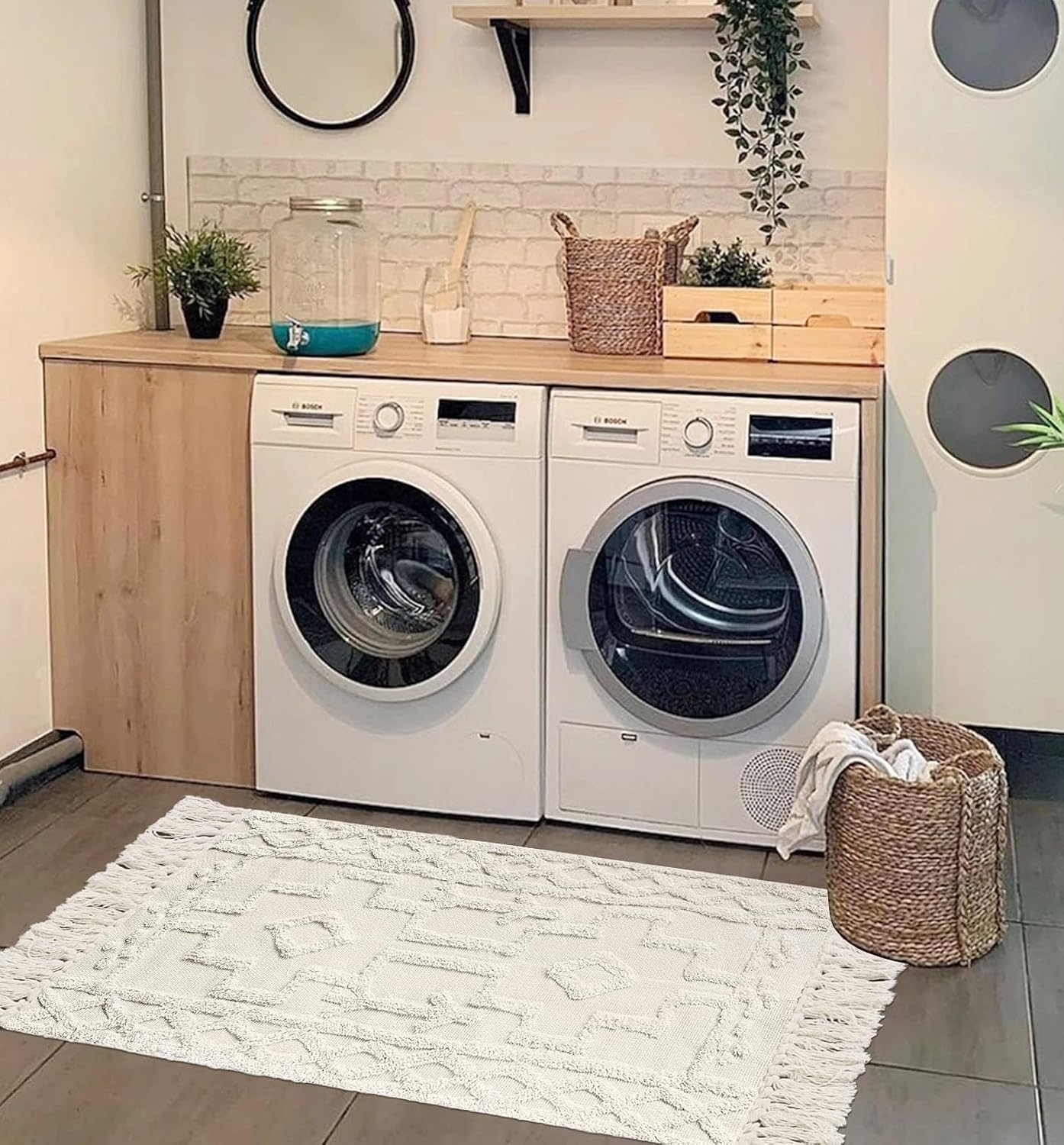 Geometric White Runner Rug