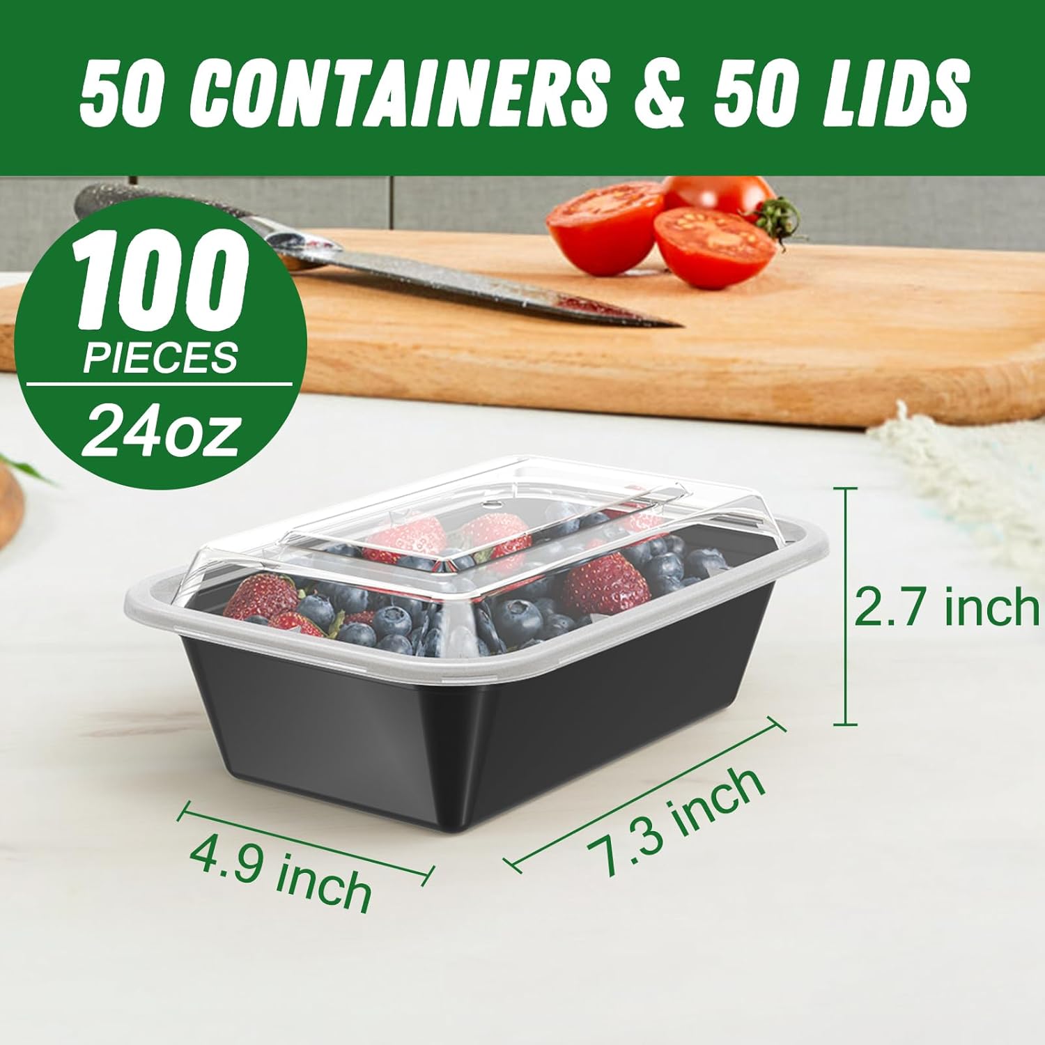 50-Pack Reusable Meal Prep Containers