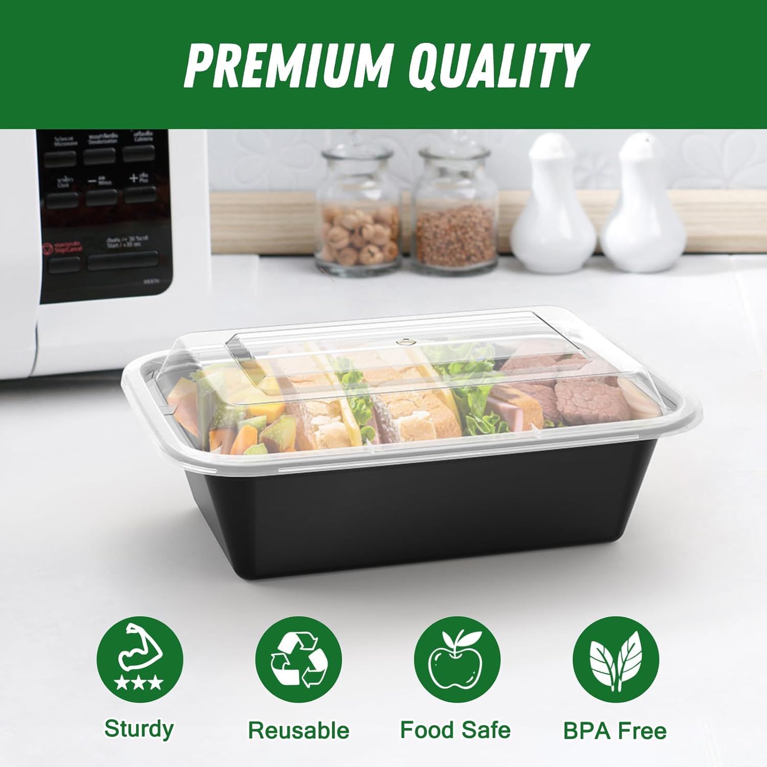 50-Pack Reusable Meal Prep Containers