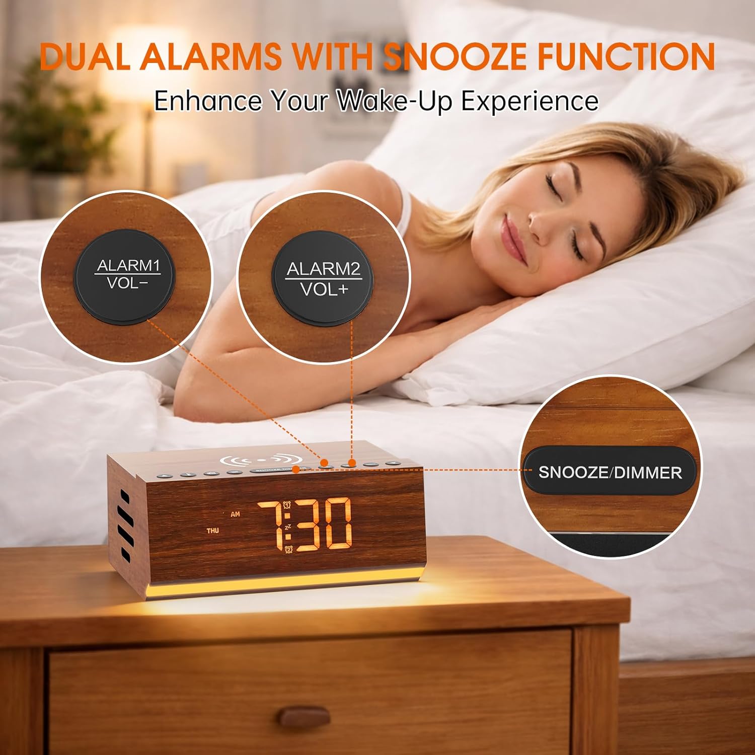 Wooden Digital Alarm Clock