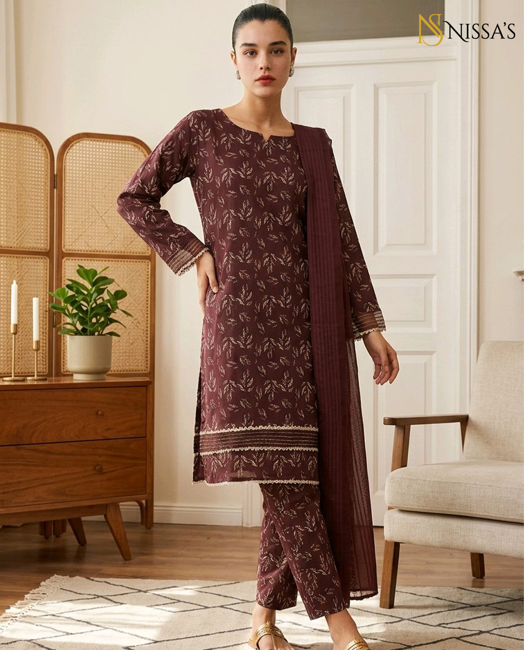 3Pc Printed Suit 