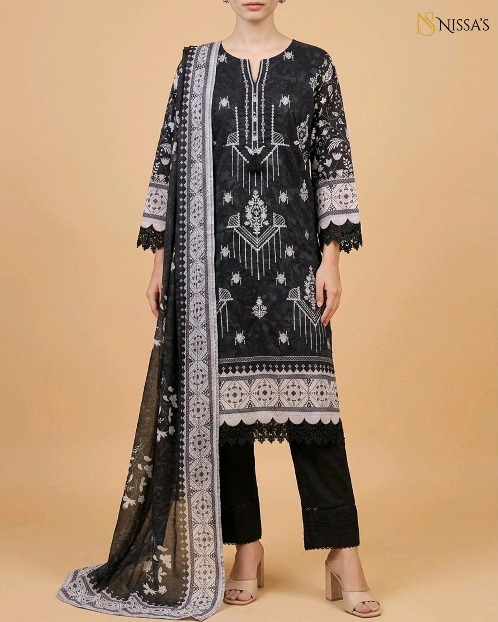 3Pc Embroidered Suit NS.082-0013