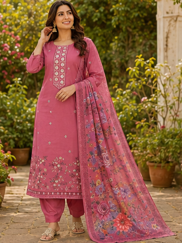 Pink Embroidered Kurti