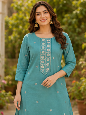 Blue Embroidered Salwar Suit