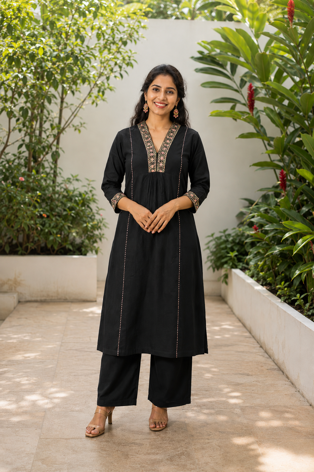 Black Embroidered Kurta