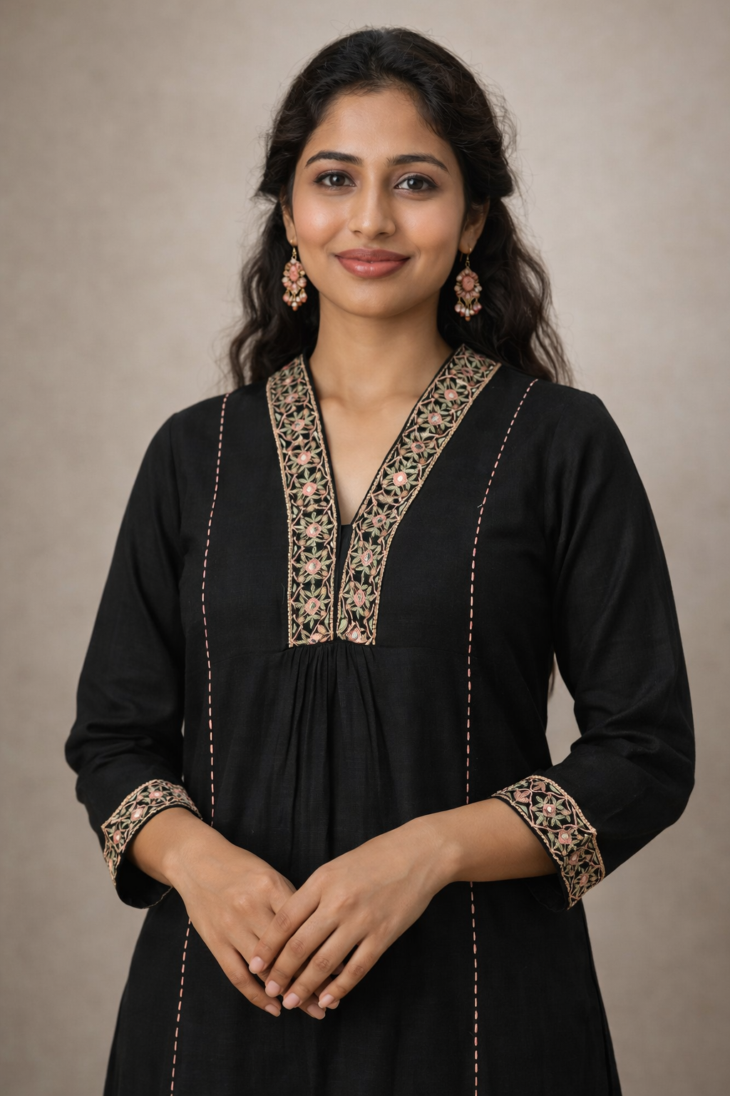 Black Embroidered Kurta