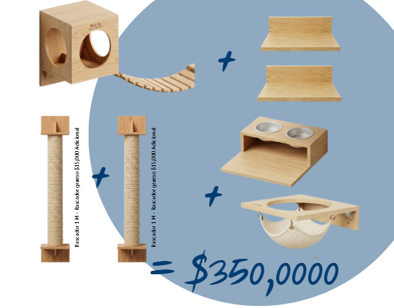 Kit de muebles para gatos en madera KIT 2