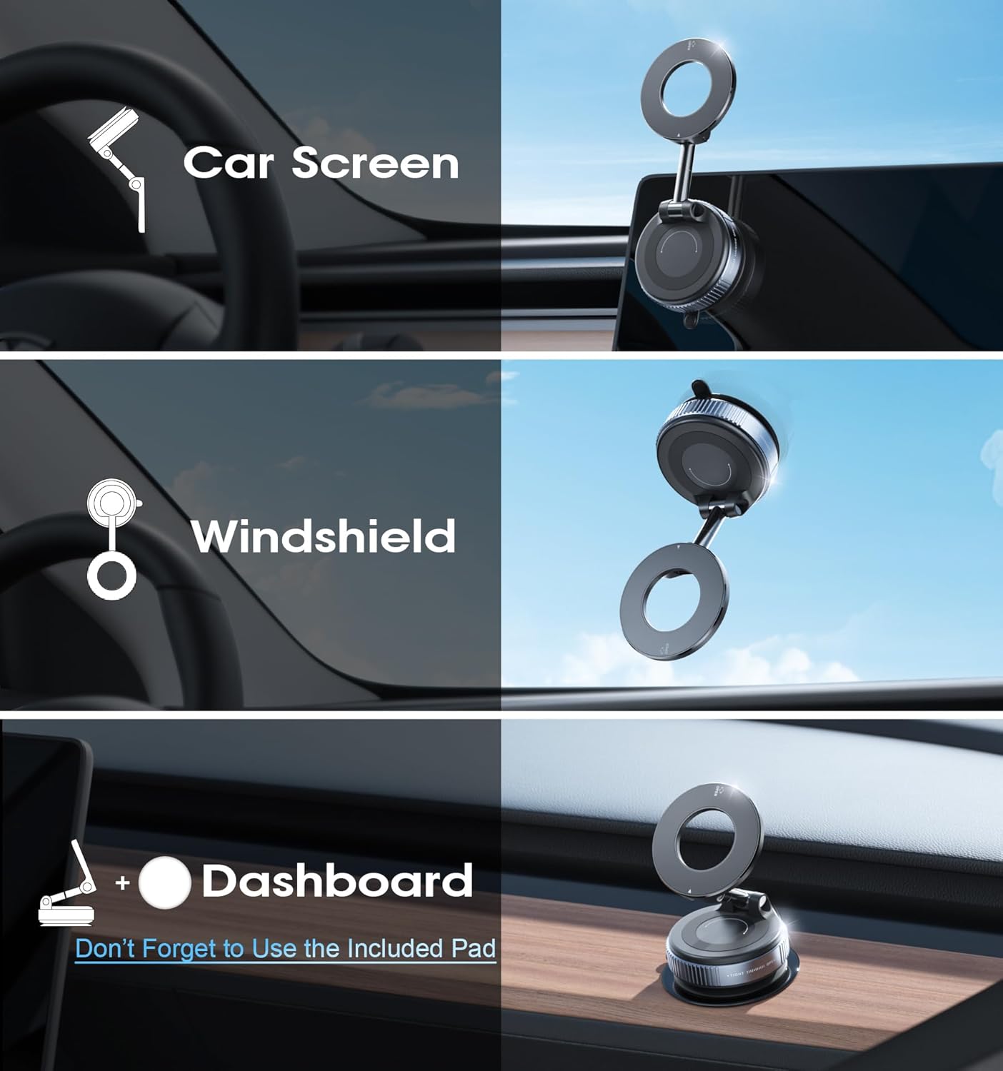 REOKILY 2026 Upgraded Vacuum Magnetic Car Phone Holder 360°