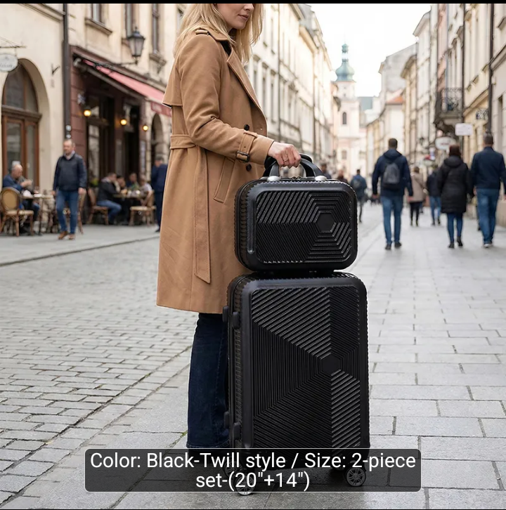2 pc Compact Lightweight Rolling Travel Suitcase with telescopic Handle Luggage set