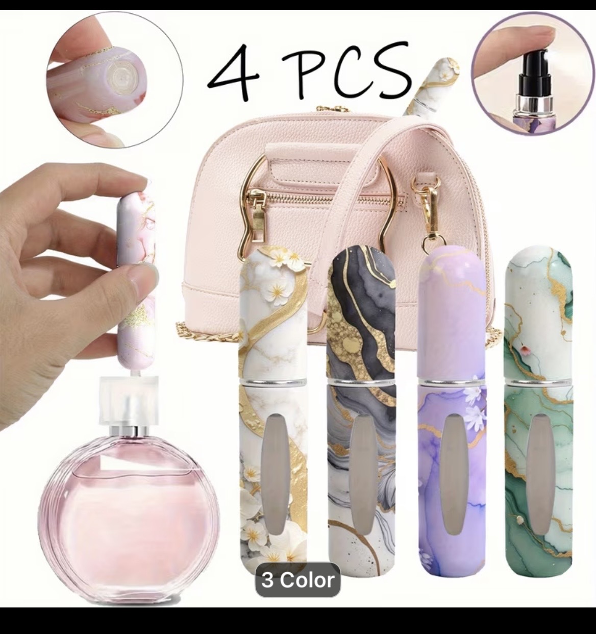 Marble Perfume Atomizer Set (4 PCS)