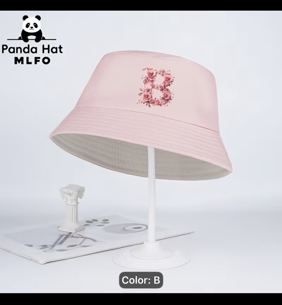 Pink Floral Embroidered Bucket Hat