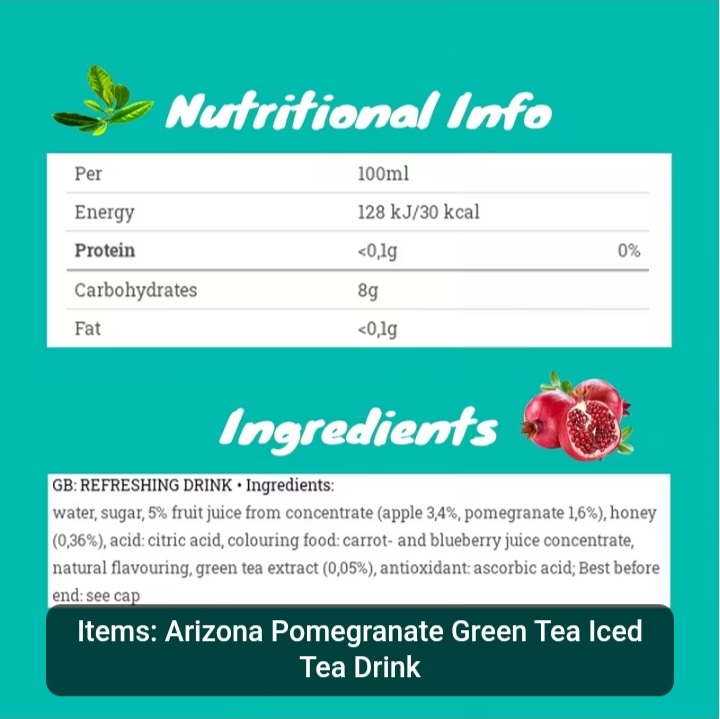 Arizona Pomegranate Green Tea Iced Tea Drink