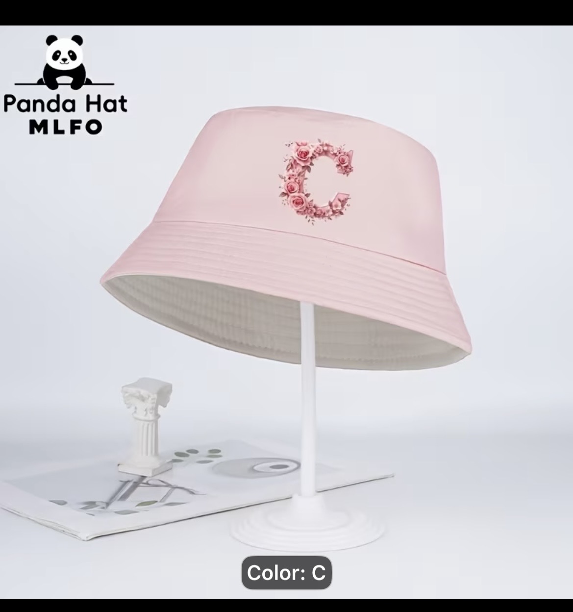 Pink Floral Embroidered Bucket Hat