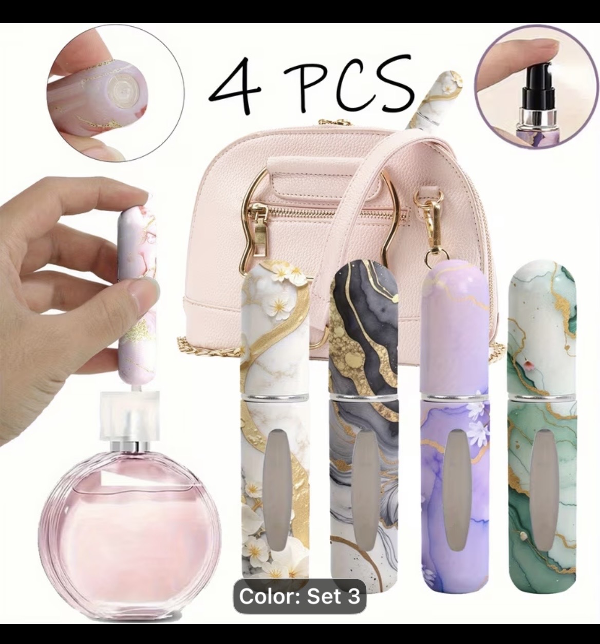 Marble Perfume Atomizer Set (4 PCS)