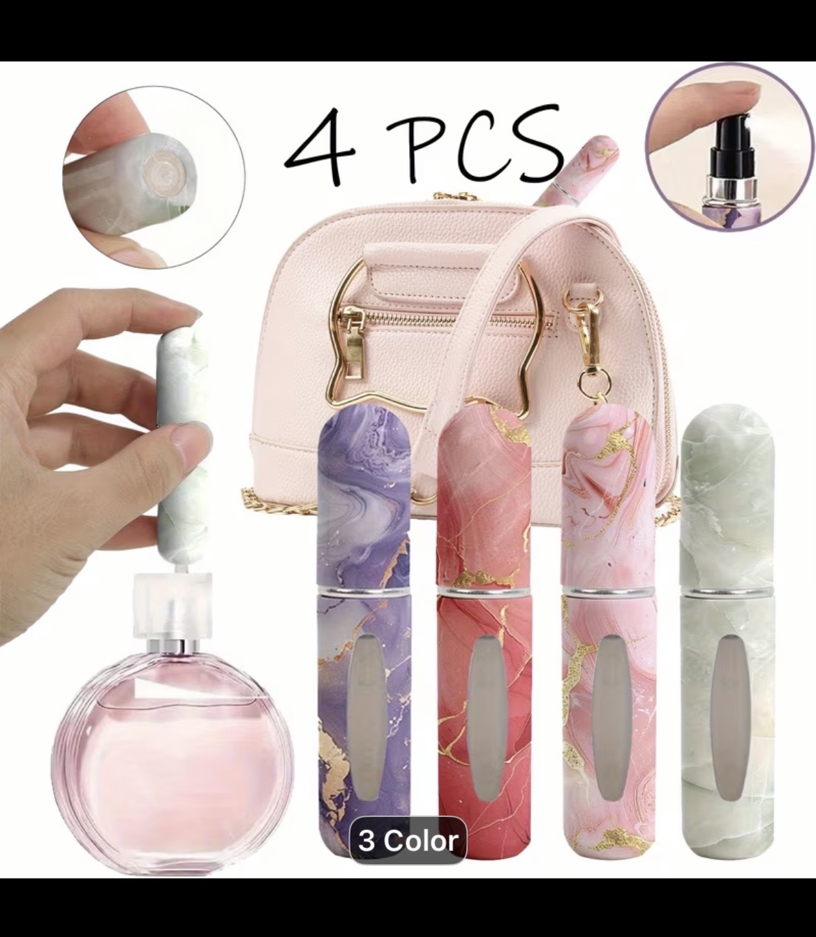 Marble Perfume Atomizer Set (4 PCS)