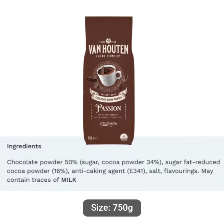Van Houten Chocolate Drink Powder 750g