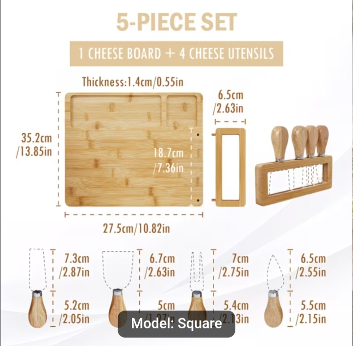 Bamboo Cheese Board Set