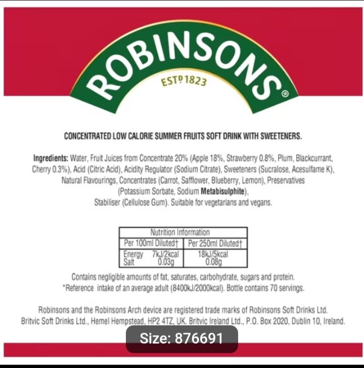 Robinsons Concentrated Summer Fruits Drink