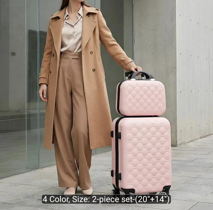 2 pc Compact Lightweight Rolling Travel Suitcase with telescopic Handle Luggage set