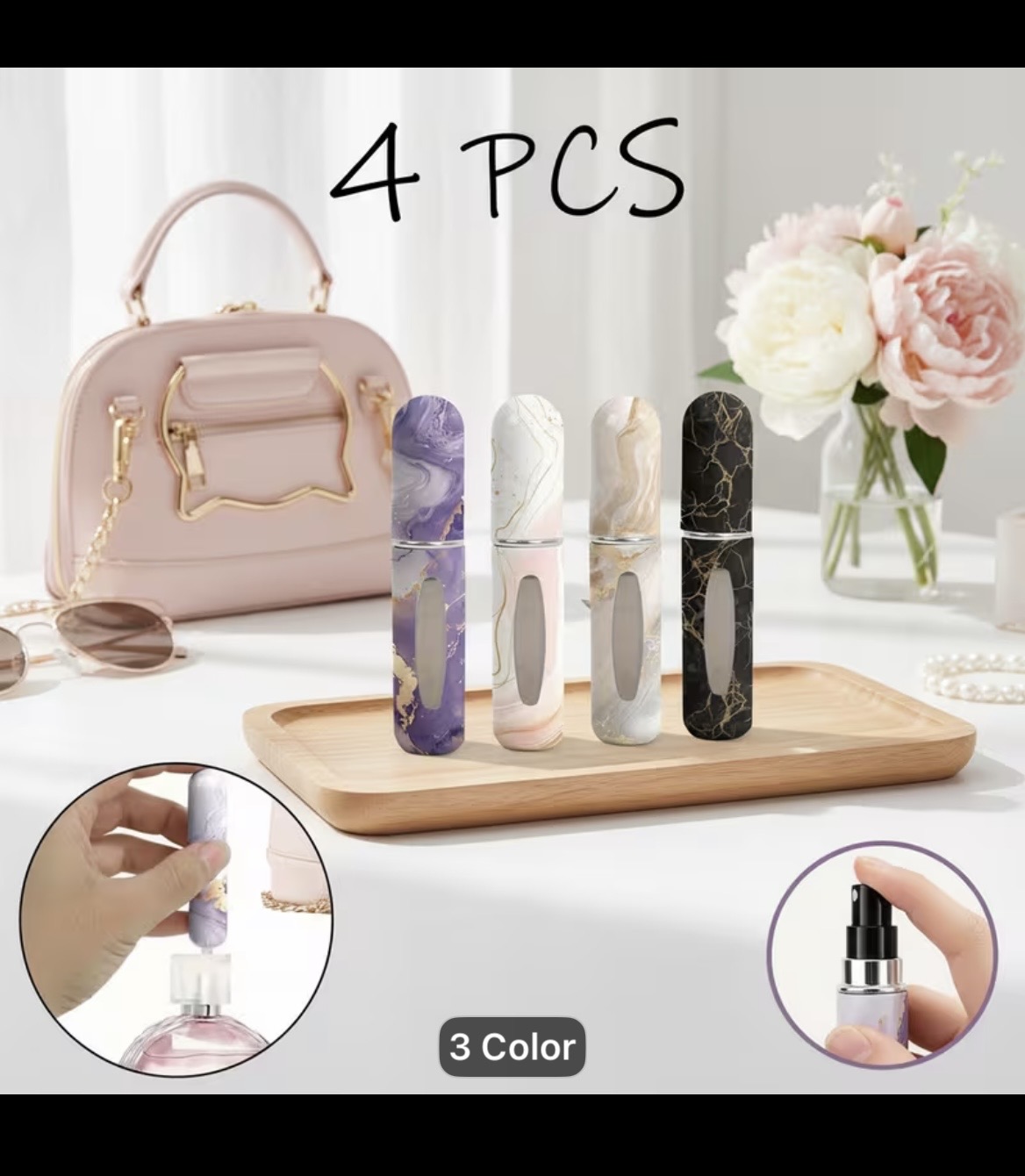 Marble Perfume Atomizer Set (4 PCS)