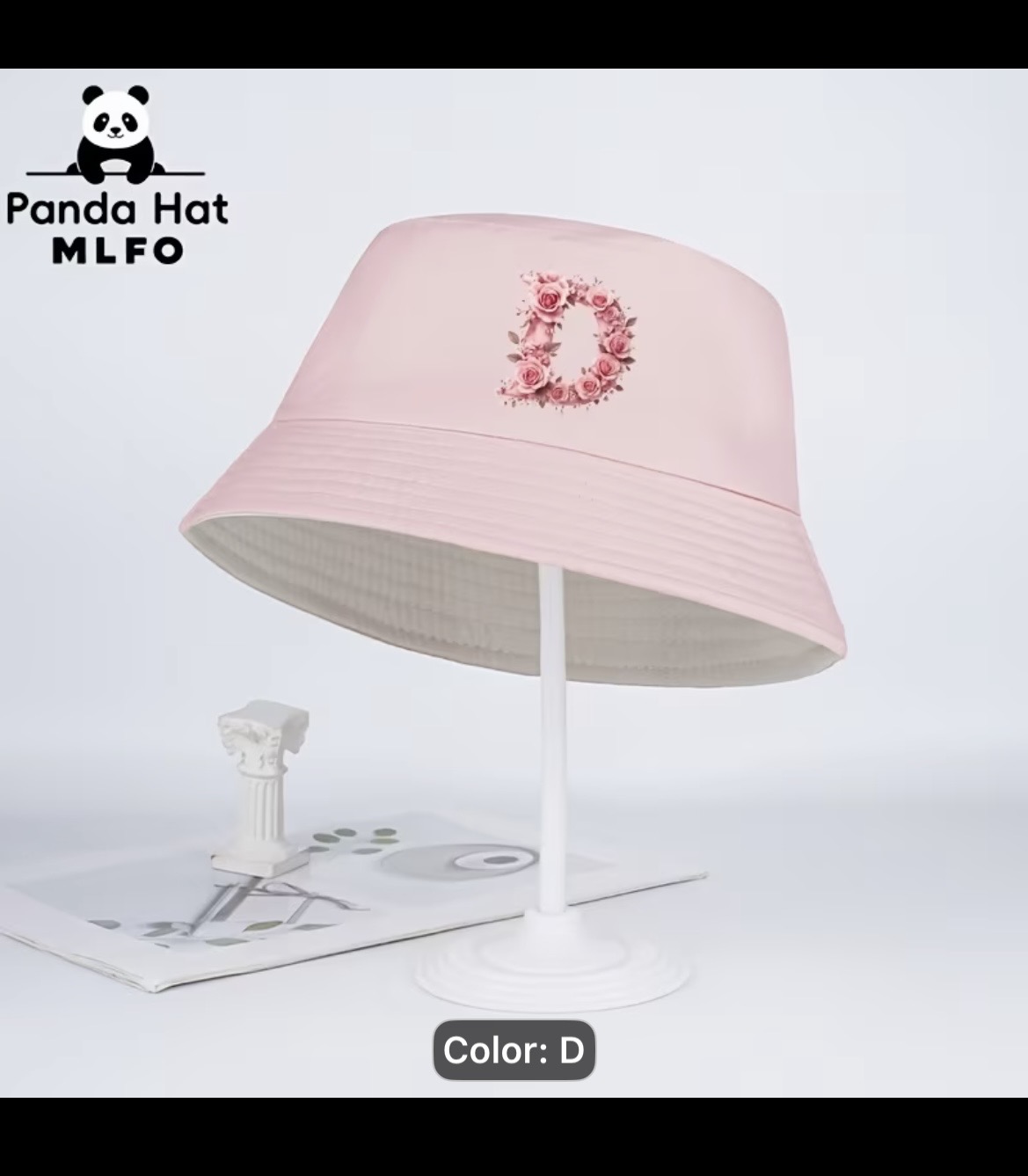 Pink Floral Embroidered Bucket Hat