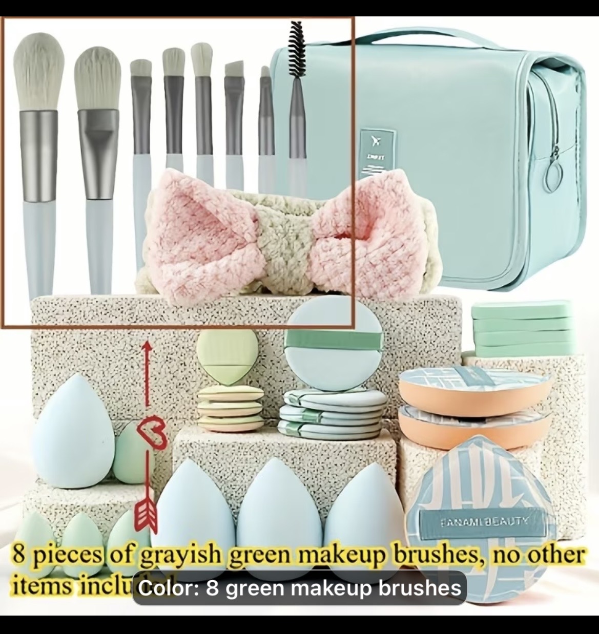 Grayish Green Makeup Brush Set