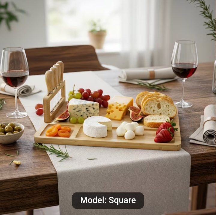 Bamboo Cheese Board Set