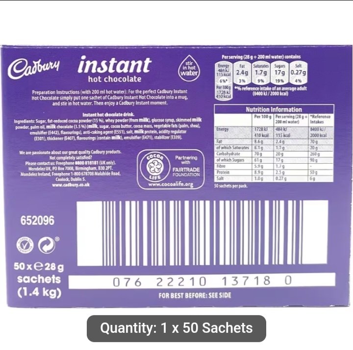 Cadbury Instant Hot Chocolate Sachets