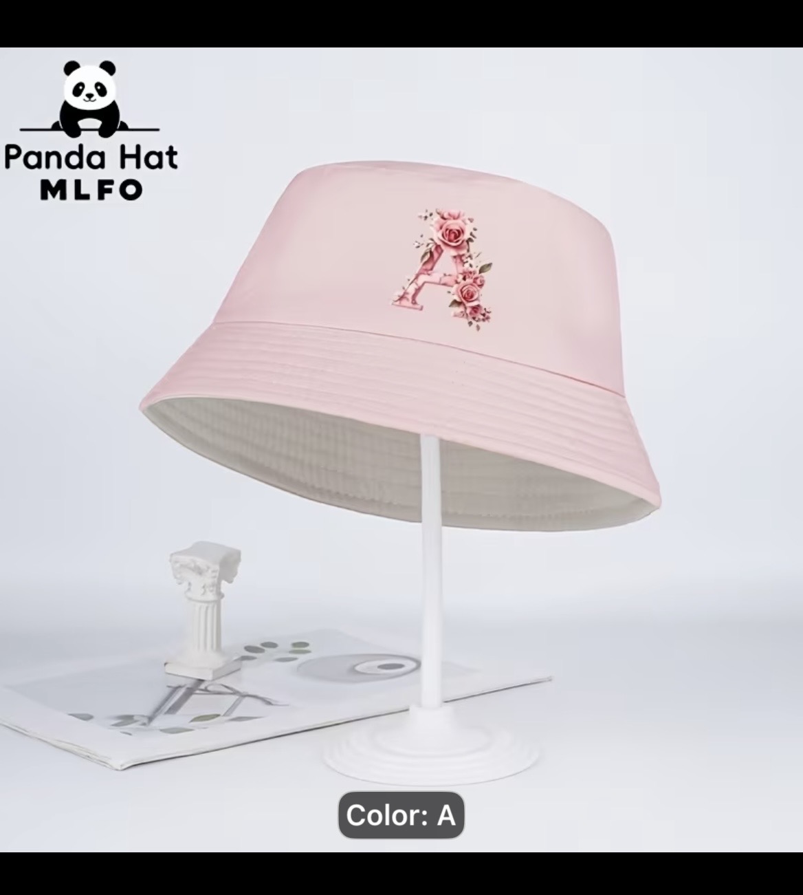 Pink Floral Embroidered Bucket Hat