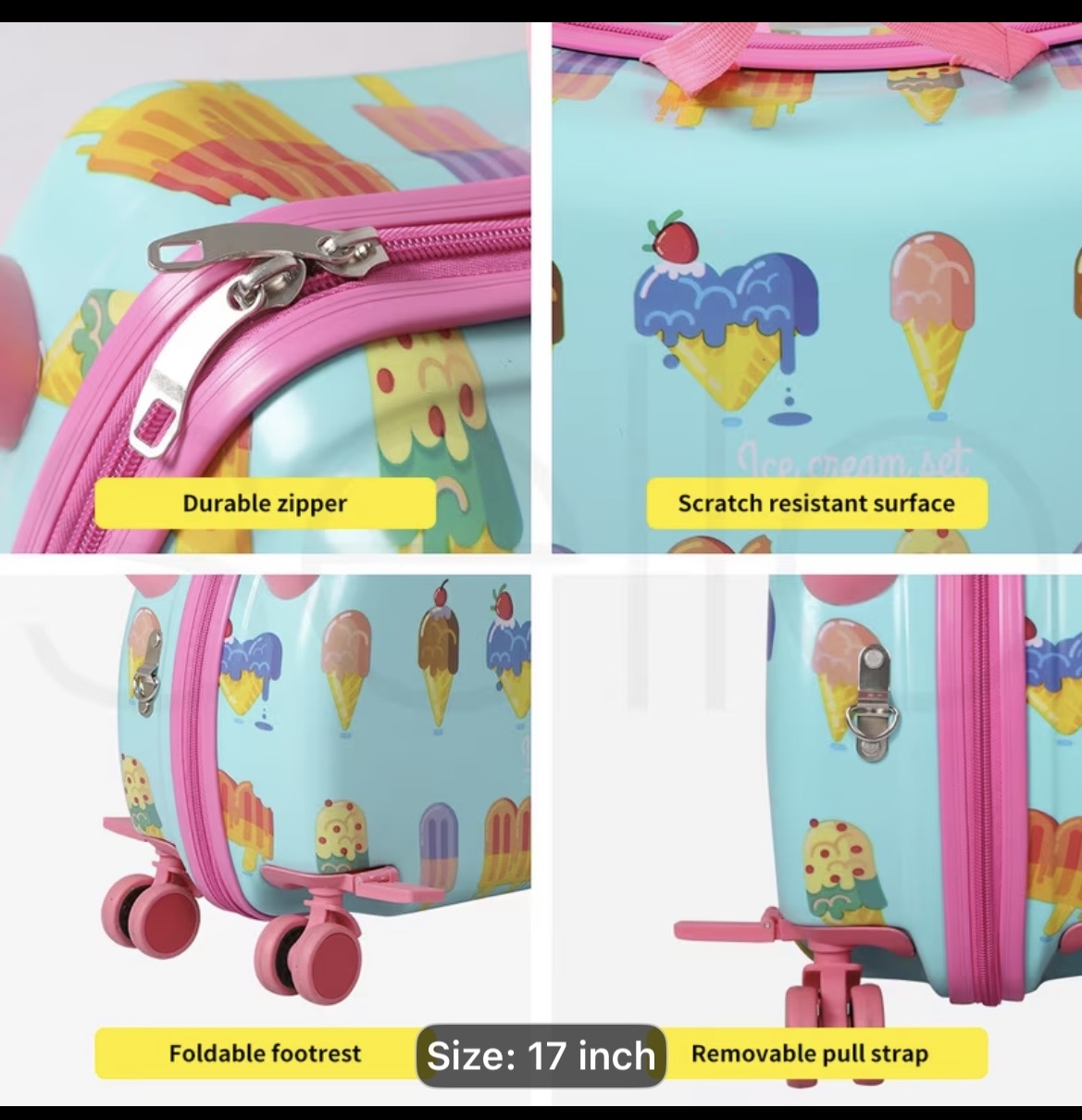 Kids Ice Cream Rolling Suitcase
