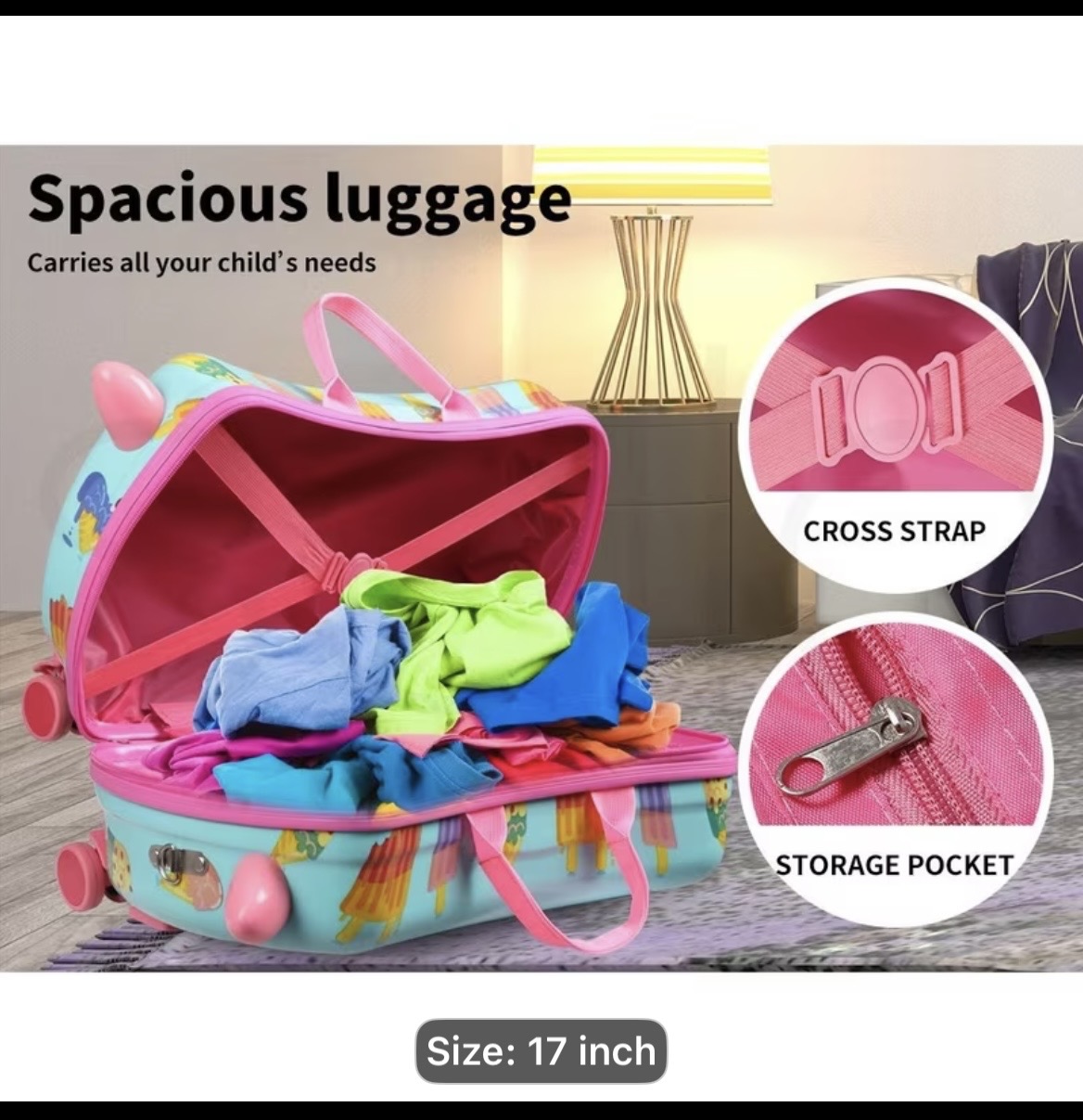 Kids Ice Cream Rolling Suitcase